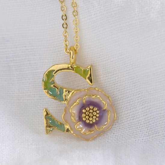 (WHS) Floral Initial Necklace in Gold - S