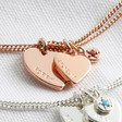 Lisa Angel Rose Gold Personalised Heart and Double Birthstone Charm Bracelet