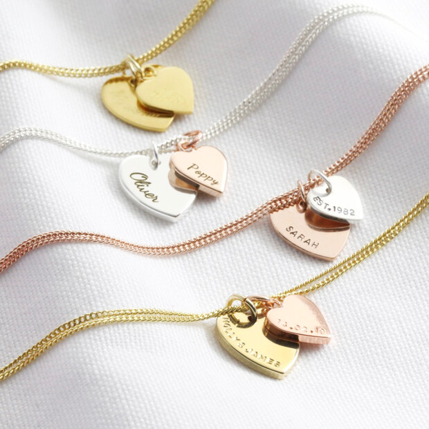 Personalised Gold Sterling Double Heart Bracelet | Lisa Angel