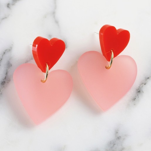 LV Heart Earrings in Pink – locusthillco