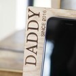 Lisa Angel Men's Personalised 'Daddy Since' Wooden Phone Holder for Dad