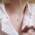 Personalised Initial Dotted Disc Necklace on Model