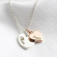 Lisa Angel Engraved Personalised Sterling Silver Double Heart Pendant Necklace