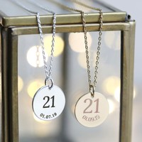 Personalised 21st Birthday Pendant Necklace