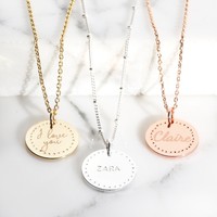 Personalised Dotted Disc Necklace