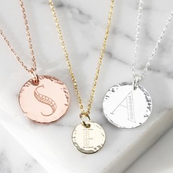 Personalised Initial Hammered Disc Necklace