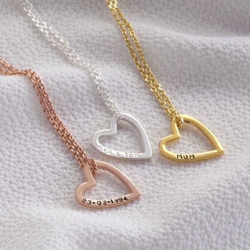 Personalised Sterling Silver Heart Outline Necklace | Lisa Angel