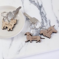 Personalised Wooden Dog Keyring