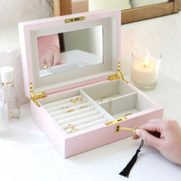 Luxury Pink Lacquer Lockable Jewellery Box