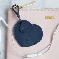 Kikki.K Leather Keyring Heart: Navy