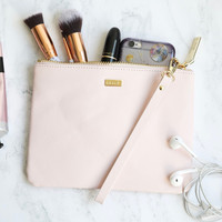 Kikki.K Leather Clutch with Zip: Pink