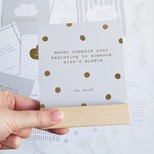 Kikki.K 12 Pack of Quote Cards with Wooden Stand: More Sleep