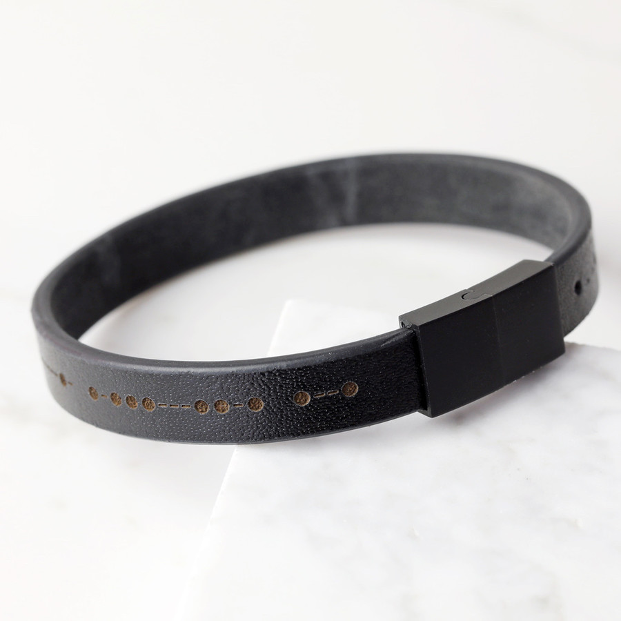 Men S Personalised Morse Code Leather Bracelet Lisa Angel