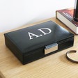 Lisa Angel Men's Personalised Stackers Mini Jewellery Box Lid in Black
