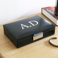 Personalised Stackers Mini Jewellery Box Lid in Black