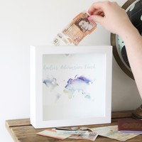 Personalised 'Adventure Fund' Money Box Frame