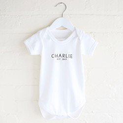Personalised 'Est.' Year Short Sleeved Babygrow
