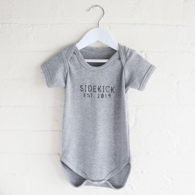 Personalised 'Sidekick' Short Sleeved Babygrow Personalised 'Sidekick' Short Sleeved Babygrow