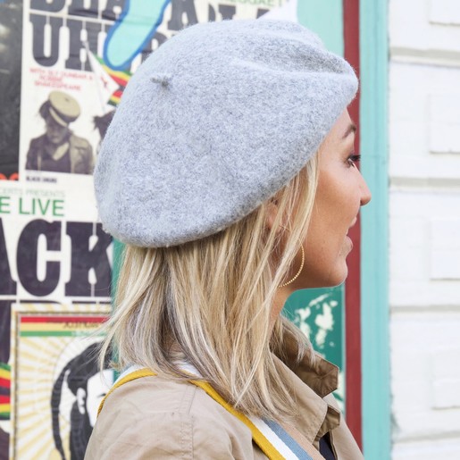 grey beret hat