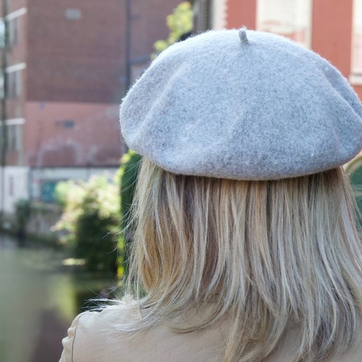 gray beret hat