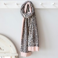 Personalised Embroidered Pink Edge Leopard Print Scarf