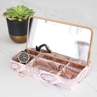 Bamboo Lid Jewellery Box in Pink Botanical