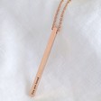 Women's Personalised Polished Rose Gold Vermeil Bar Necklace
