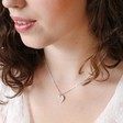 Ladies' Personalised Sterling Silver Hammered Heart Necklace on Model