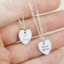 Personalised Sterling Silver Hammered Heart Necklace