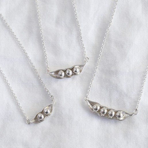 Sterling Silver Peas in a Pod Necklaces Lisa Angel Sterling Silver Peas in a Pod Necklaces