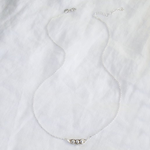 Chain Length Sterling Silver Three Peas in a Pod Necklace