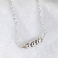 Sterling Silver Three Peas in a Pod Necklace
