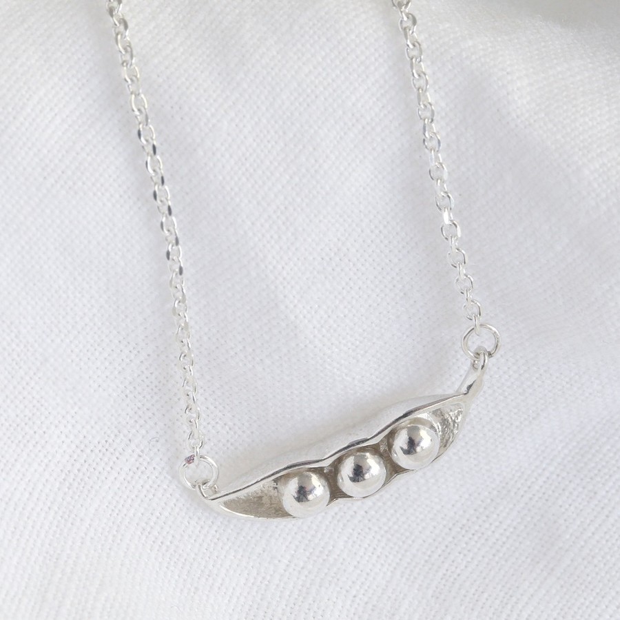 Sterling Silver Three Peas in a Pod Necklace Lisa Angel