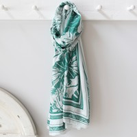 Personalised Botanical Print Scarf in Green