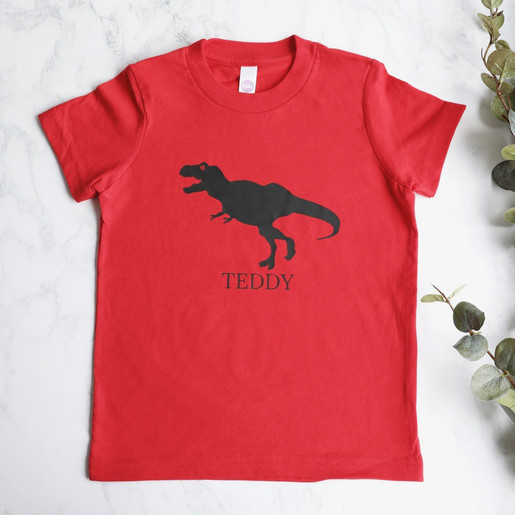 red dinosaur shirt