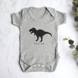Personalised Dinosaur Short Sleeved Babygrow