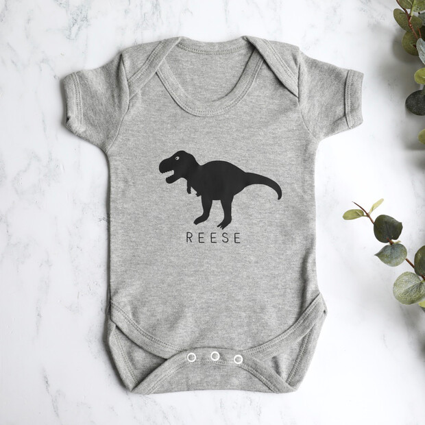 Personalised Dinosaur Short Sleeved Babygrow Personalised Dinosaur Short Sleeved Babygrow