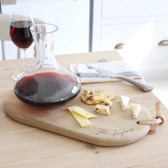 LSA Personalised Wine Carafe & Oak Cheese Board Set