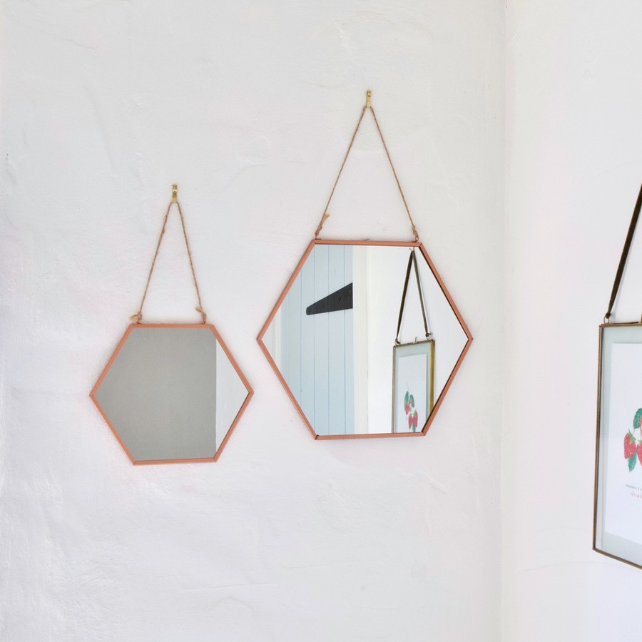 Small Copper Hexagon Mirror | Home Accessories | Lisa Angel