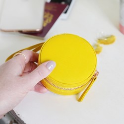 Mini Round Travel Jewellery Case in Mustard