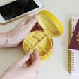 Lisa Angel Ladies' Vegan Leather Mini Round Travel Jewellery Case in Mustard