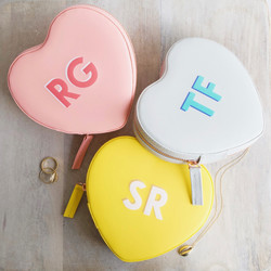 Personalised Block Initials Heart Travel Jewellery Case