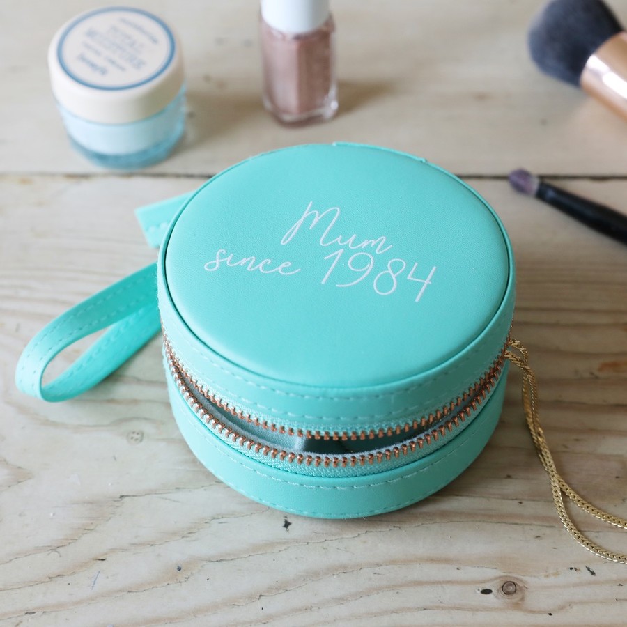 Personalised Mini Round Travel Jewellery Case Lisa Angel