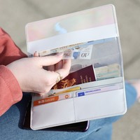 Slim Iridescent Travel Wallet in Grey