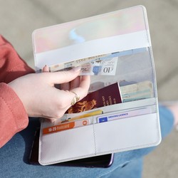 Slim Iridescent Travel Wallet in Grey