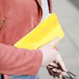Lisa Angel Ladies' Slim Handbag Size Iridescent Travel Wallet in Yellow Mustard
