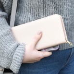 Large Zip Around Wallet in Dusky Pink