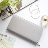 Large Zip Around Wallet in Grey