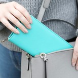 Large Zip Around Wallet in Turquoise