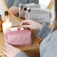 Personalised Embroidered Velvet Box Make Up Bag
